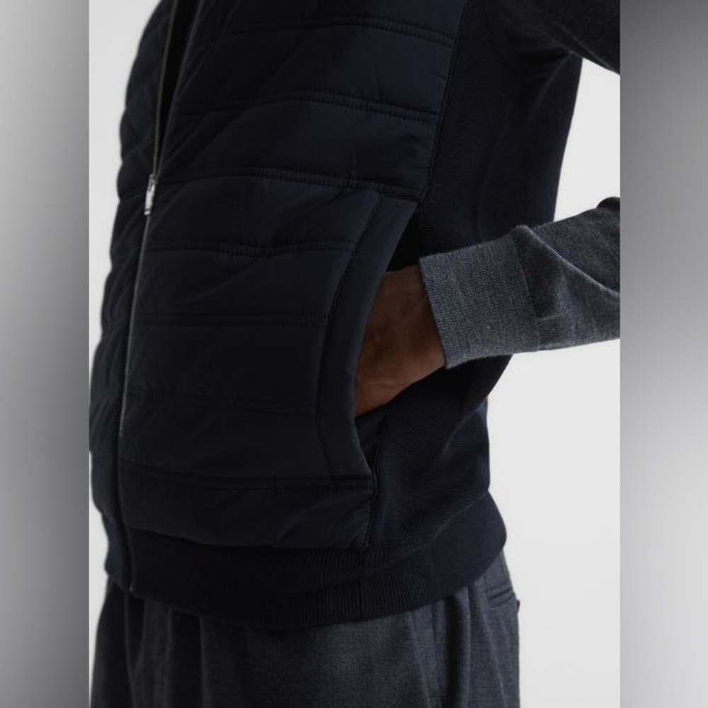 Reiss navy William quilted gilet vest - Picture 3 of 10